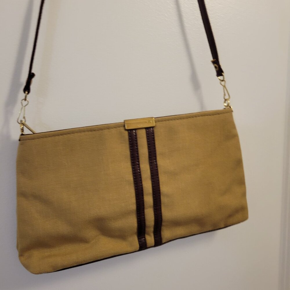 Vintage Julius Resnick Canvas Purse - Light and Dark Brown - Picture 3 of 11